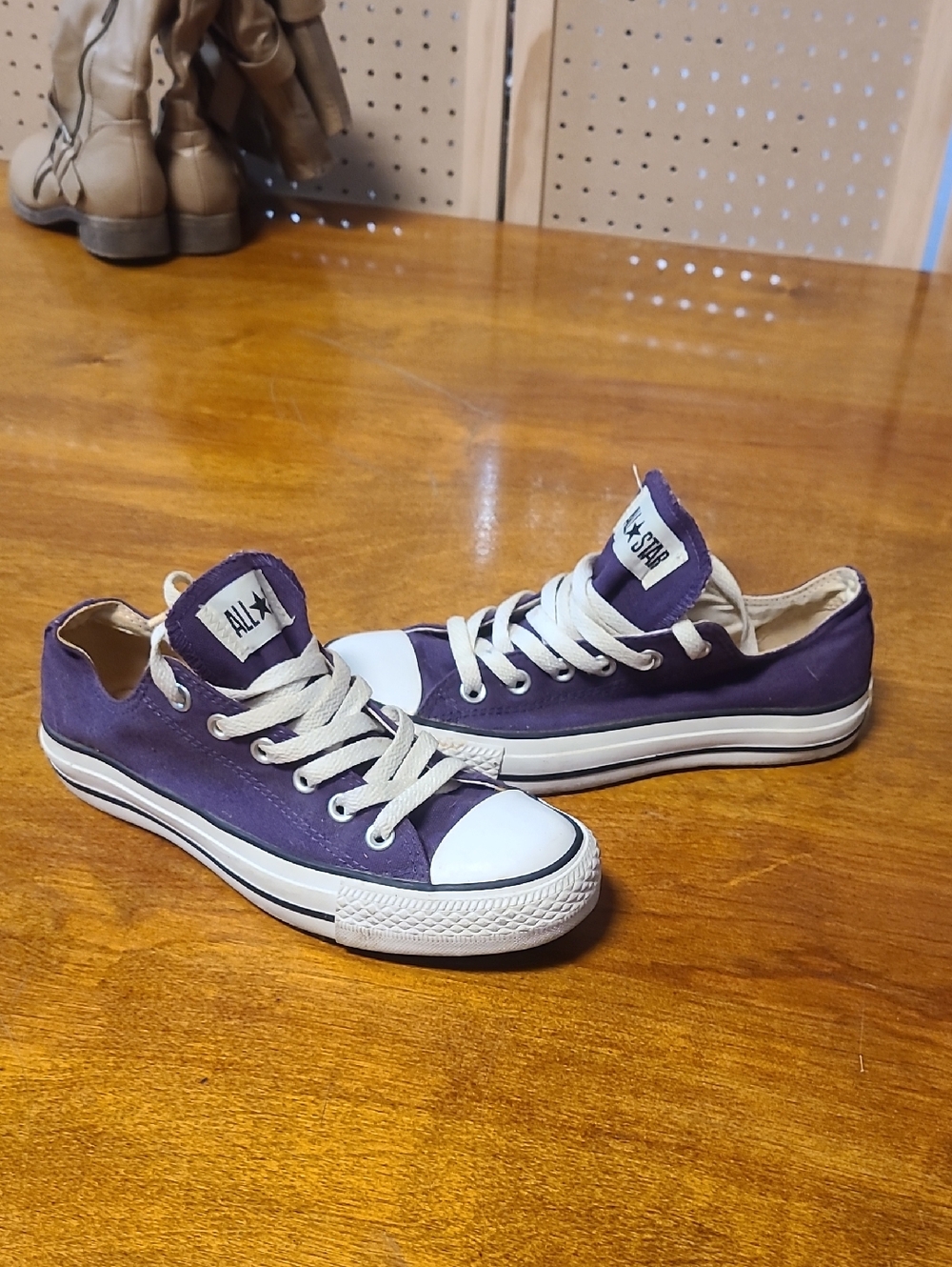 All Star Low-Top Sneakers in Purple and White